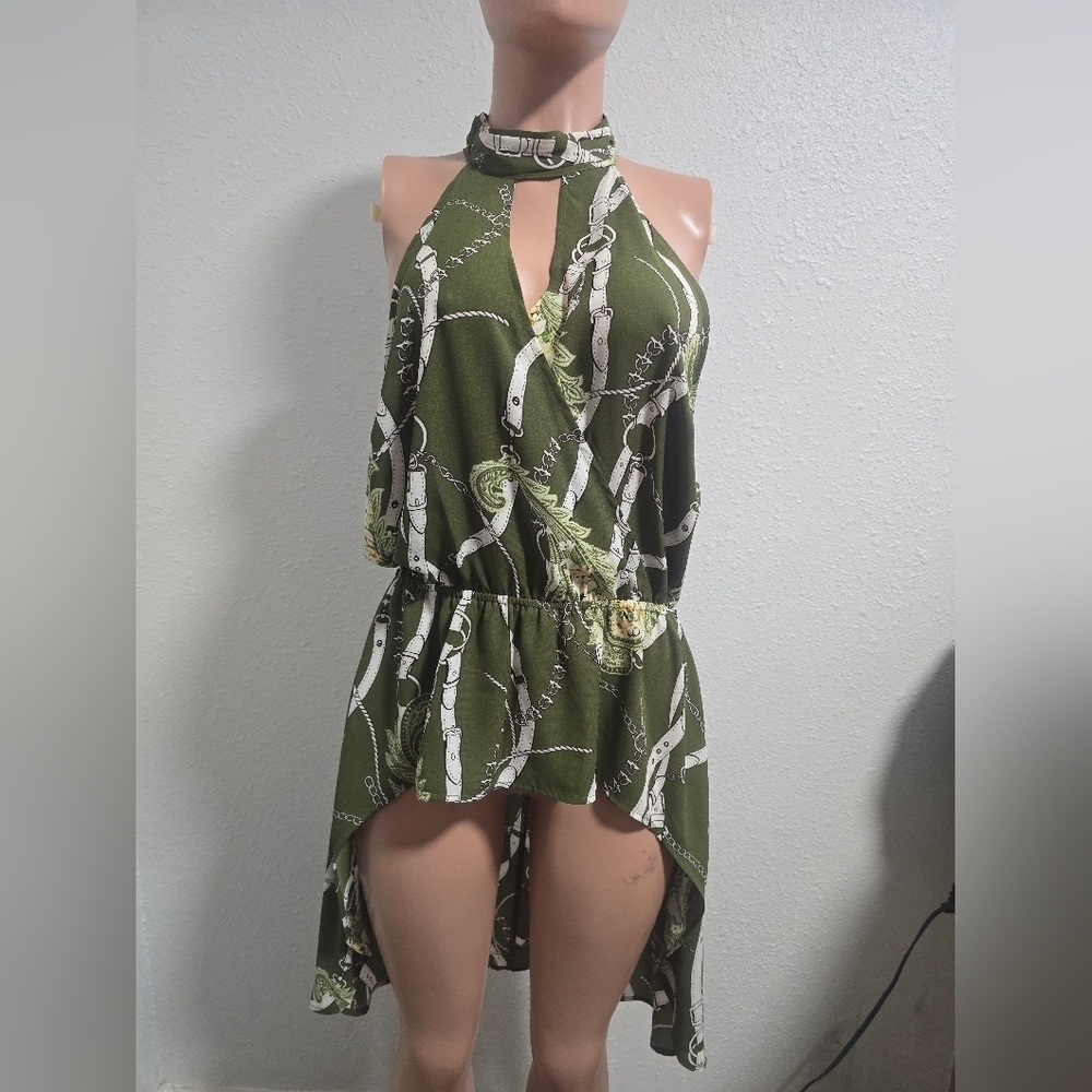 Green Halter Neck Women Top